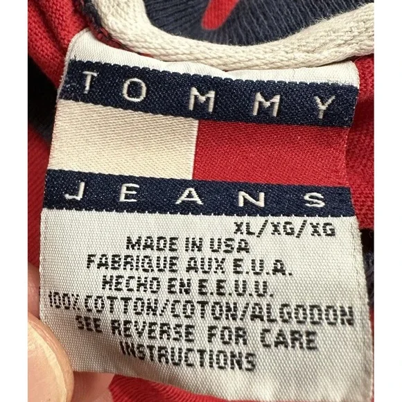 Tommy Hilfiger Shirt Men's XL Red Logo Vintage 90s Tommy Jeans miUSA TShirt - Picture 8 of 8